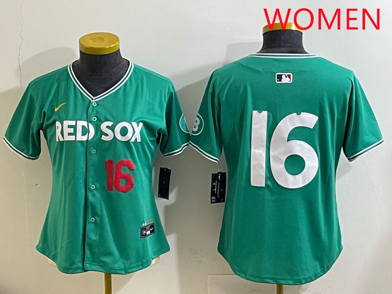 Women Boston Red Sox #16 No Name Green Joint Name Nike 2025 MLB Jersey style 3->women mlb jersey->Women Jersey
